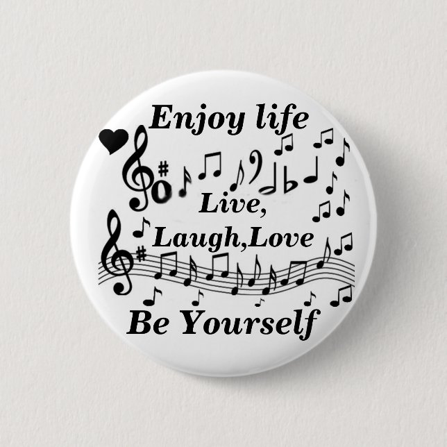Badge Rond 5 Cm Vivre, Rire, Amour_ (Devant)