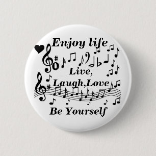 Badge Rond 5 Cm Vivre, Rire, Amour_