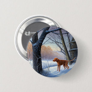Badge Rond 5 Cm Vizla Laisser neiger Noël