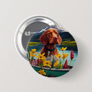 Badge Rond 5 Cm Vizsla sur une pagaie : Une aventure panoramique