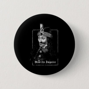 Badge Rond 5 Cm Vlad l'Empaleur Art Gothique Médiéval Vintage