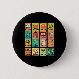 Badge Rond 5 Cm Vocabulaire espagnol rentrée scolaire Maestra Bili