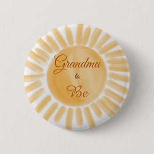 Badge Rond 5 Cm Voici Son Jaune soleil Baby shower grand-mère
