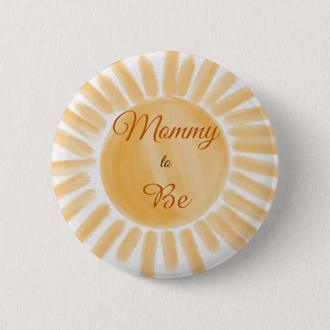 Badge Rond 5 Cm Voici Son Jaune soleil Baby shower Mère (Devant)
