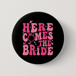 Badge Rond 5 Cm Voici venir la mariée, fête de bachelorette rose g
