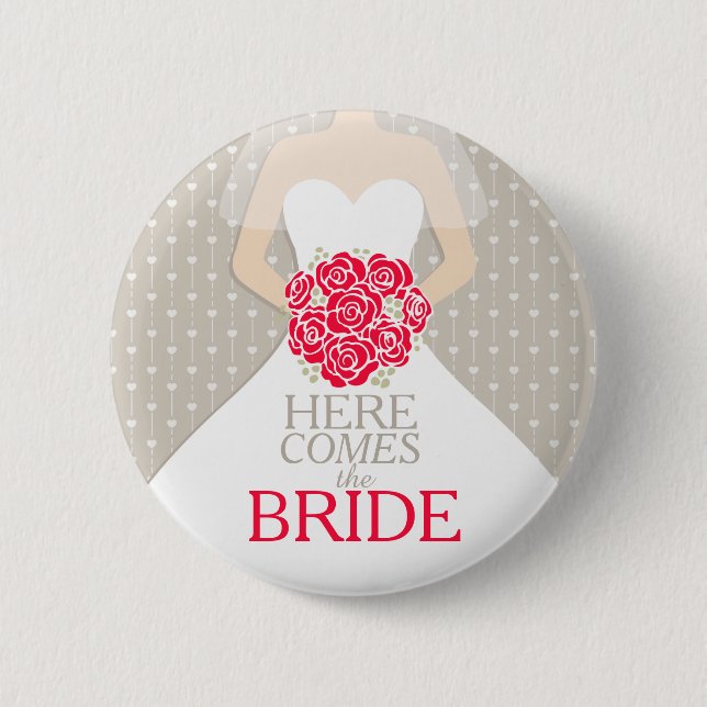 Badge Rond 5 Cm Voici venir la répétition de jeune mariée épousant (Devant)