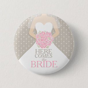 Badge Rond 5 Cm Voici venir le bouton de goupille de mariage de
