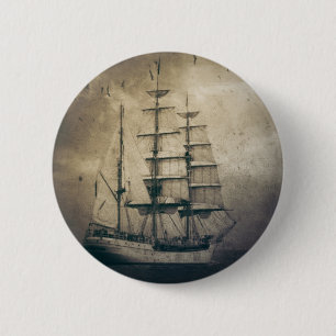 Badge Rond 5 Cm Voilier vintage de navigation de mer nautique