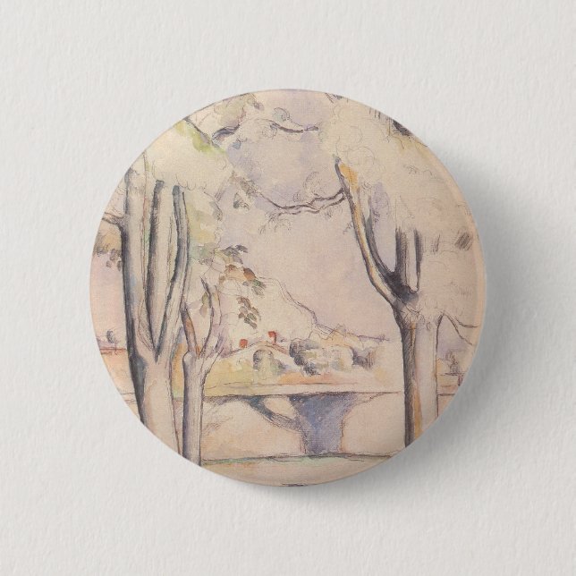 Badge Rond 5 Cm Voir à travers les arbres par Paul Cezanne, Art Vi (Devant)