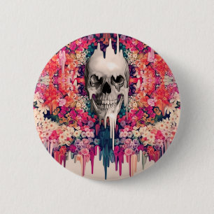 Badge Rond 5 Cm Voir le crâne de fonte de sucre de couleur
