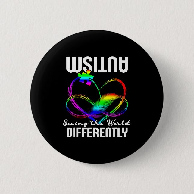 Badge Rond 5 Cm Voir le monde différemment sensibilisation à l'aut (Devant)