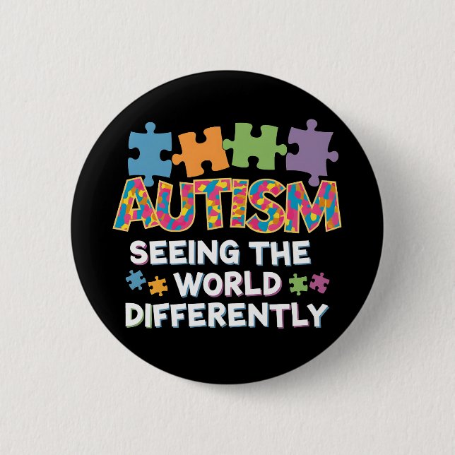 Badge Rond 5 Cm Voir le monde différemment Sensibilisation à l'aut (Devant)