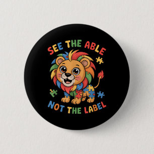 Badge Rond 5 Cm Voir les capacités et non l'étiquette Puzzle Lion