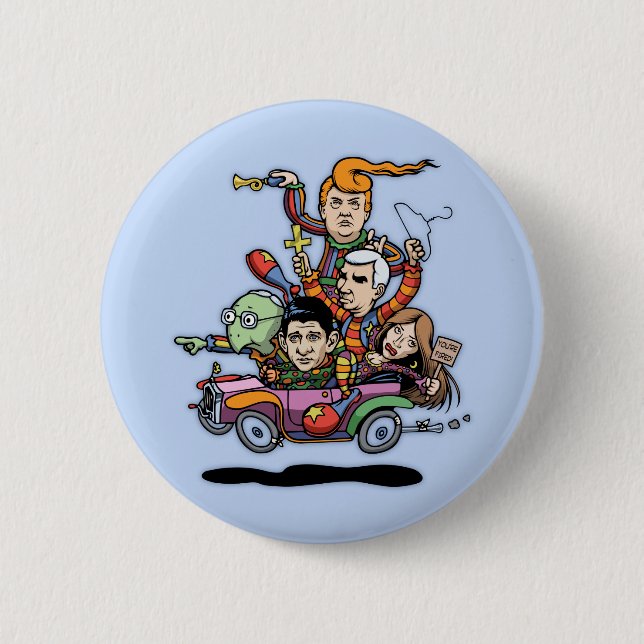Badge Rond 5 Cm Voiture '16 de clown de GOP (Devant)