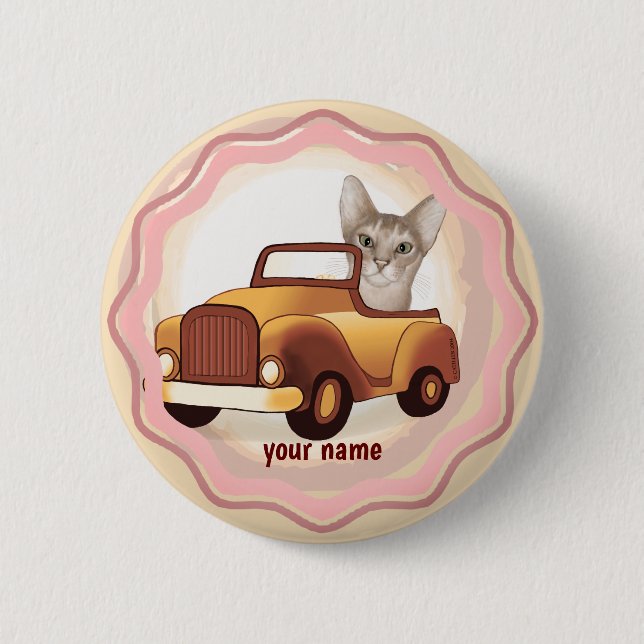 Badge Rond 5 Cm Voiture Abyssinian Chat (Devant)