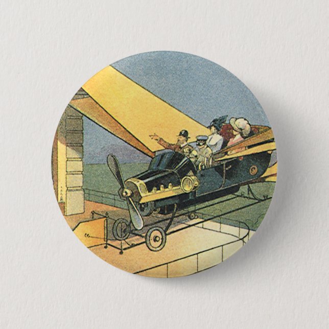 Badge Rond 5 Cm Voiture convertible Steampunk de science-fiction v (Devant)