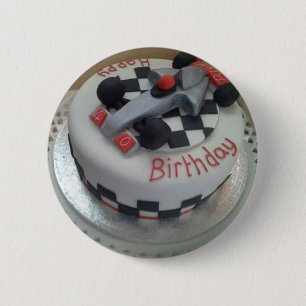Badge Rond 5 Cm voiture de course d'anniversaire heureuse