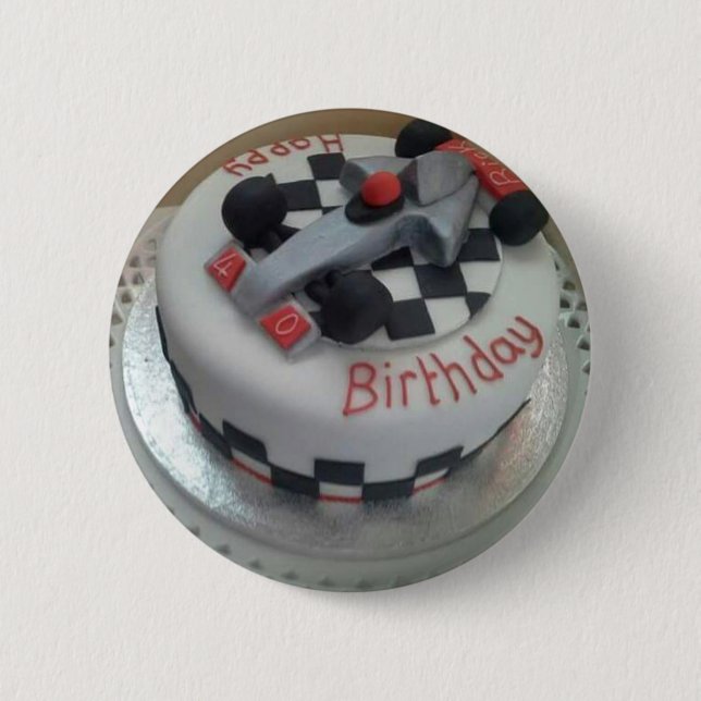 Badge Rond 5 Cm voiture de course d'anniversaire heureuse (Devant)