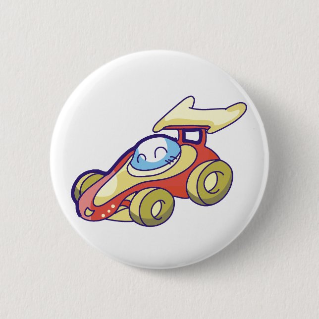 Badge Rond 5 Cm Voiture de course rouge (Devant)