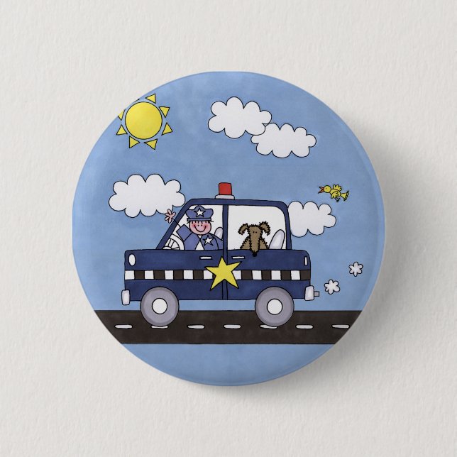 Badge Rond 5 Cm Voiture de police (Devant)