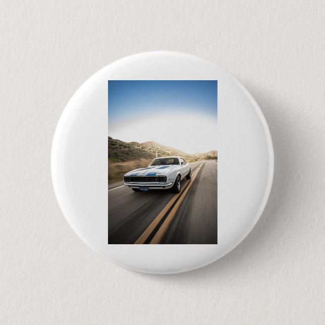 Badge Rond 5 Cm Voiture musculaire rapide (Devant)