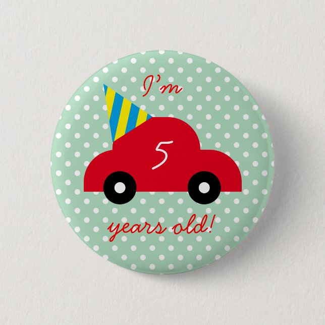 Badge Rond 5 Cm Voiture rouge (Devant)