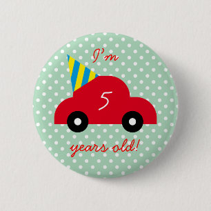 Badge Rond 5 Cm Voiture rouge