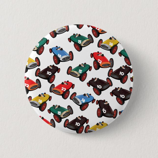 Badge Rond 5 Cm Voitures de course vintage (Devant)
