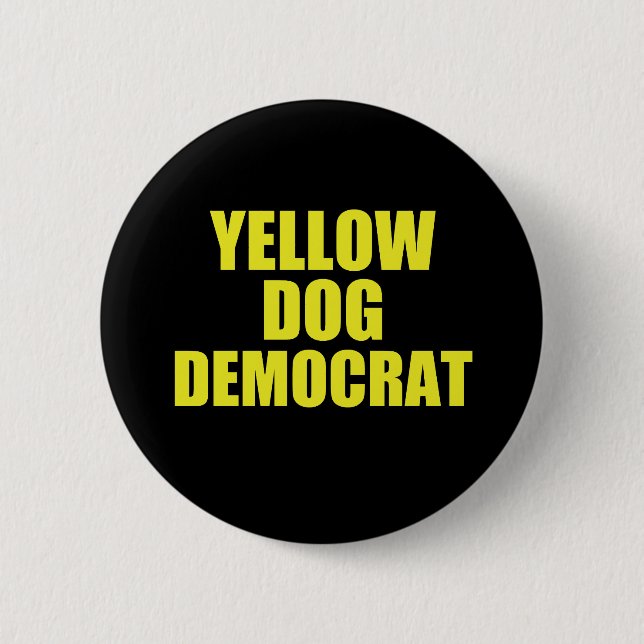 Badge Rond 5 Cm Voix démocrate de chien jaune Politique (Devant)
