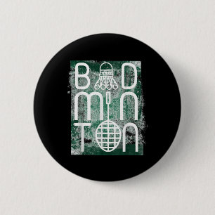 Badge Rond 5 Cm Volant de badminton Et Raquette Mots Thématiques D