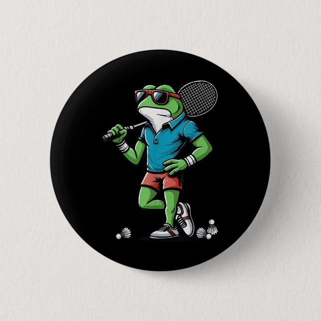 Badge Rond 5 Cm Volant de badminton grenouille Poona  (Devant)