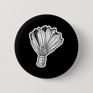 Badge Rond 5 Cm Volant de badminton ligne artistique