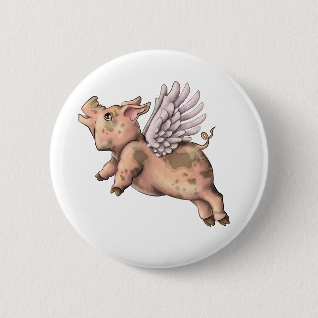 Badge Rond 5 Cm Voler des cochons (Devant)