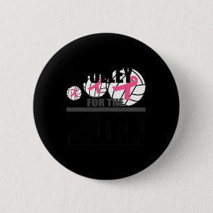 Badge Rond 5 Cm Volleyball Breast Cancer Pink Ribbon Volley Pour