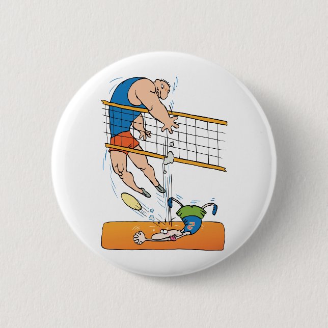 Badge Rond 5 Cm Volleyball drôle (Devant)