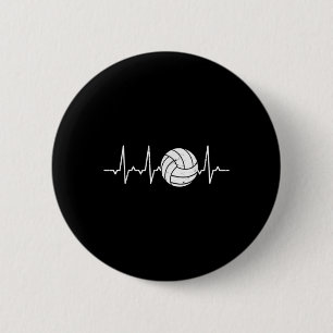 Badge Rond 5 Cm Volleyball Heartbeat Cute Fun
