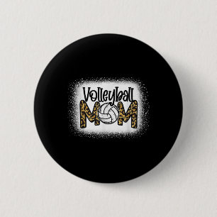 Badge Rond 5 Cm Volleyball Maman Leopard Bleached Fun Fun Mother's