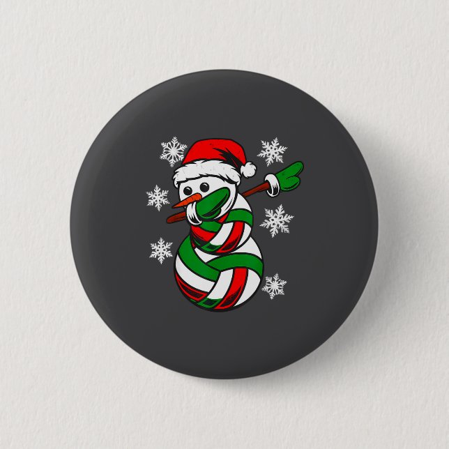 Badge Rond 5 Cm Volleyball Santa Hat Snowman Xmas Funny Volleyball (Devant)