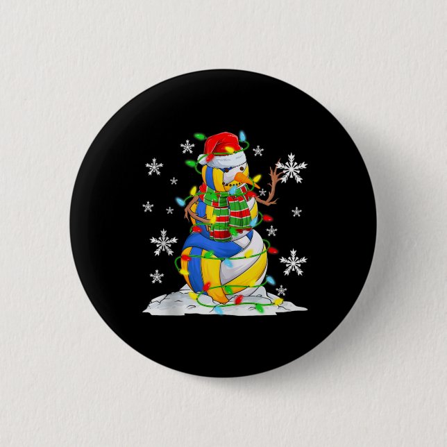 Badge Rond 5 Cm Volleyball Snowman Christmas Tree Lights Xma  (Devant)