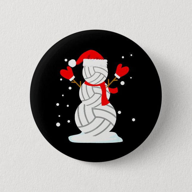 Badge Rond 5 Cm Volleyball Snowman Funny Noël s (Devant)