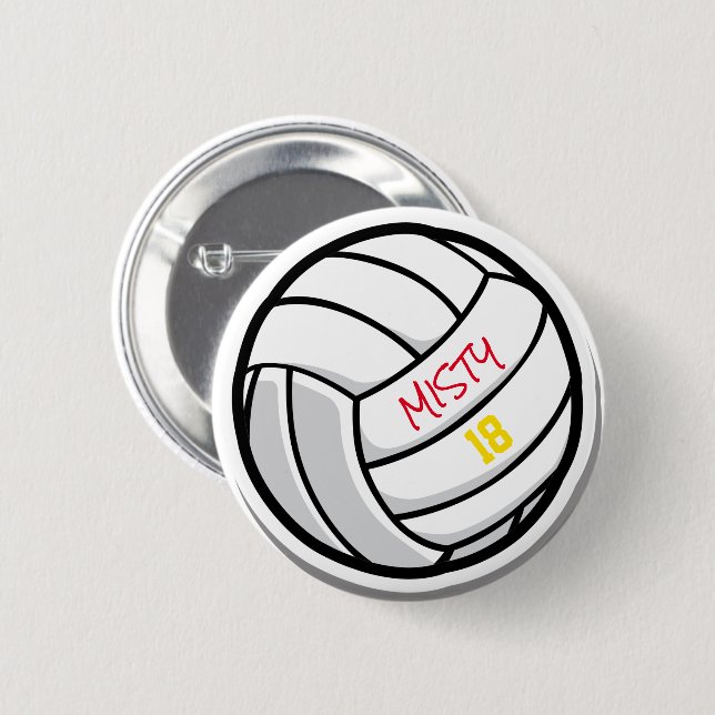 Badge Rond 5 Cm Volleyball Team Spirit Player Nom du joueur  (Devant & derrière)