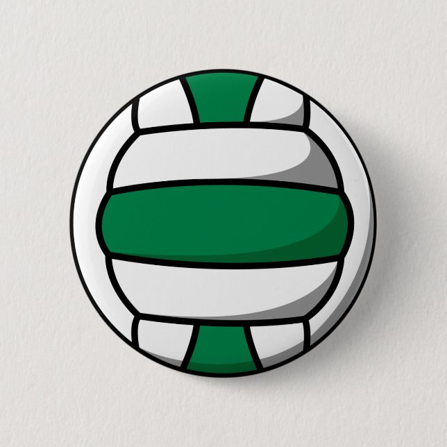 Badge Rond 5 Cm volleyball vert et blanc (Devant)