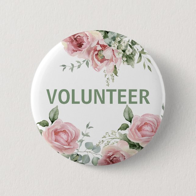 Badge Rond 5 Cm Volontaire rose floral (Devant)