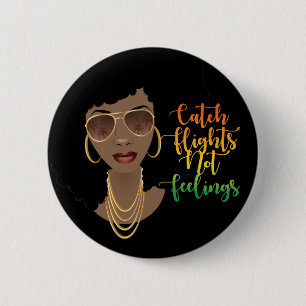 Badge Rond 5 Cm Vols Captifs Pas Sentiments, Femme Noire
