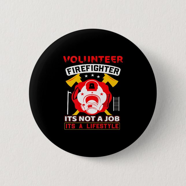 Badge Rond 5 Cm Volunteer Firefighter Fireman Gift Proud Firefight (Devant)