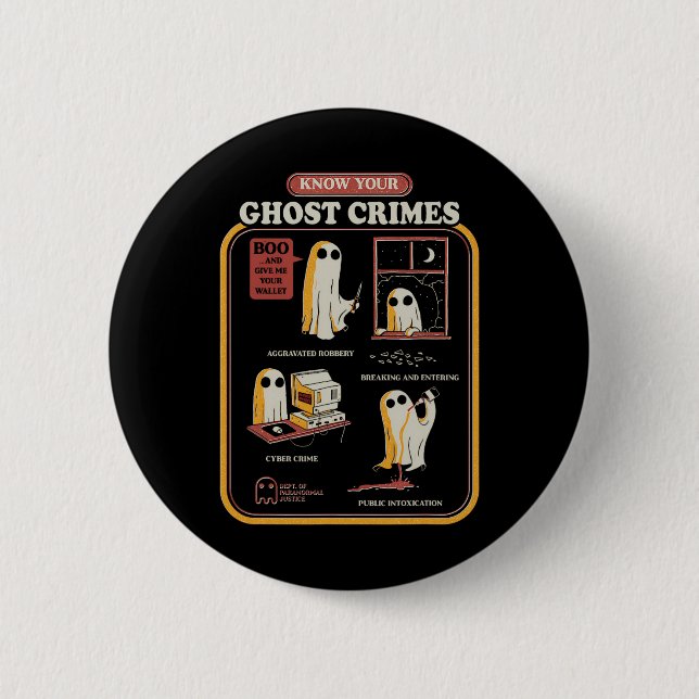Badge Rond 5 Cm Vos crimes fantômes Drôle Halloween (Devant)