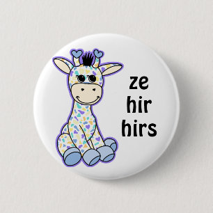 Badge Rond 5 Cm VOS PRONONOUNS Mignonne Genderfaun Fierté Drapeau