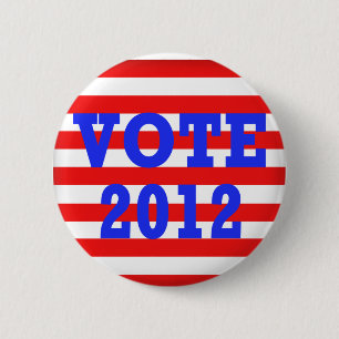 Badge Rond 5 Cm Vote 2012 de rayures