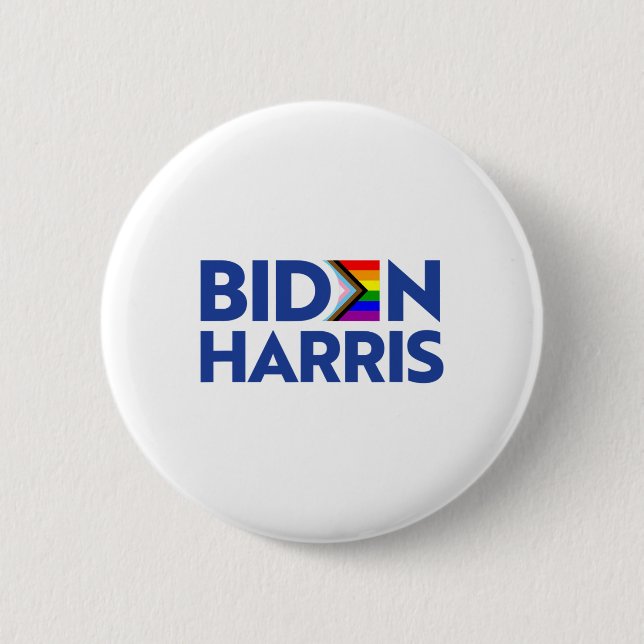 Badge Rond 5 Cm Vote Biden Harris Lgbt Lgbtq Progrès Fierté Drapea (Devant)