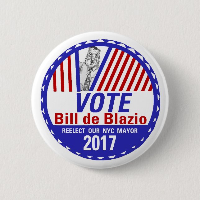 Badge Rond 5 Cm Vote Bill de Blazio 2017 (Devant)